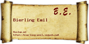 Bierling Emil névjegykártya